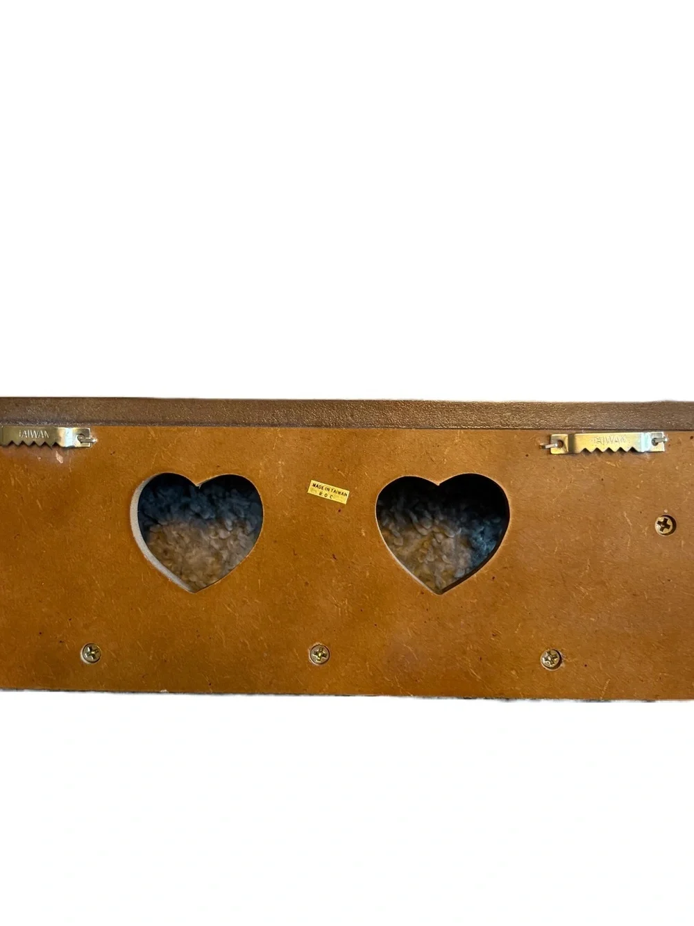 Vintage Heart Cut Out Knick Knack Wooden Shelf Peg Hanging Blue Brown